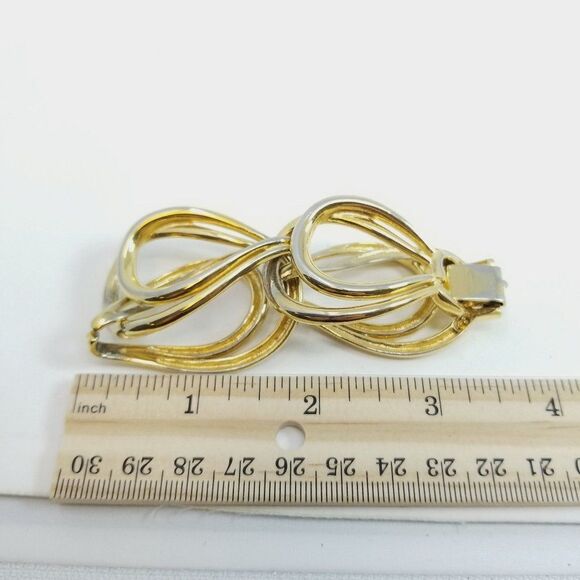 Vintage Chunky Gold Tone Chain Bracelet, Big Oval Shape Links, Retro 80s Style - Picture 4 of 5